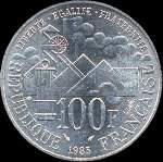 Pice de 100 francs Emile Zola 1985 - revers