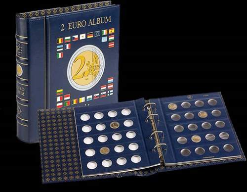 Leuchtturm (340017 Vista Album numismatique pour pices de 2 Euros (4 Feuilles Neutres) avec tui
