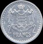2 francs frappe en 1943 sous Louis II Prince de Monaco - revers