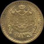 2 francs frappe en 1945 sous Louis II Prince de Monaco - revers