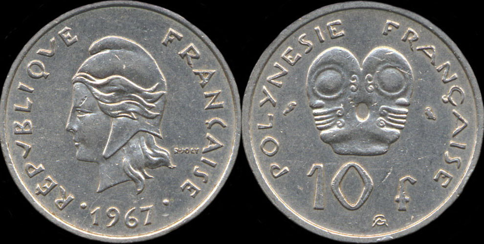 Pice de 10 francs 1967 Polynsie franaise