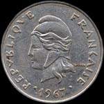 Polynsie - pice de 20 francs 1967 Polynsie franaise - avers