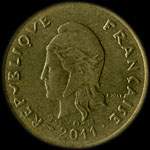Polynsie - pice de 100 francs 2011 Polynsie franaise  I.E.O.M. depuis 2006 - avers