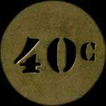 Jeton anonyme de 40 centimes en laiton rond 29 mm avec chiffres percs d'Aulus-les-Bains - avers