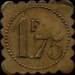 Jeton anonyme de 1,75 franc en laiton carr lob de 23 mm du Caf de Paris  Douai - avers