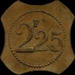 Jeton anonyme de 2,25 francs en laiton  8 pans de 27 x 26 mm du Caf de Paris  Douai - avers