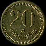 Jeton anonyme de 20 centimes avec une tte de tigre de la Taverne du Tigre  Strasbourg - revers