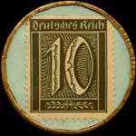 Timbre-monnaie Cycles Scaldis avec capsule cellulod - 10 pfennig - revers