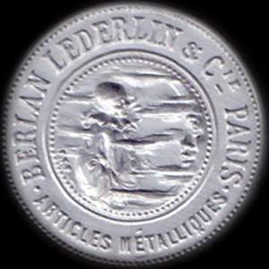 Timbre-monnaie Berlan Lederlin & Cie  Paris - avers