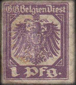 Timbre-monnaie (scheckmarken) de 1 pfennig utilis en Belgique pendant l'occupation allemande