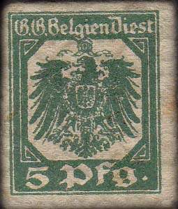 Timbre-monnaie (scheckmarken) de 5 pfennig utilis en Belgique pendant l'occupation allemande
