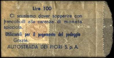 Timbre-monnaie Autostrada dei Fiori 100 lire - Italie - face