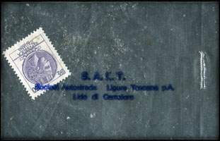 Timbre-monnaie S. A. L. T. (Societ Autostrada Ligure Toscana) - 50 lire dans sachet plastique transparent avec inscriptions en bleu - Italie - face