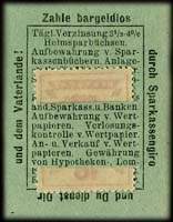 Timbre-monnaie de 10 pfennig mis par Stdtische Sparkasse Trebnitz (ex-Allemagne) devenue Trzebnica en Pologne - dos