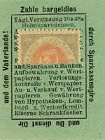 Timbre-monnaie de 25 pfennig mis par Stdtische Sparkasse Trebnitz (ex-Allemagne) devenue Trzebnica en Pologne - dos