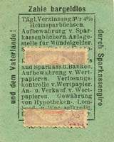 Timbre-monnaie de 30 pfennig mis par Stdtische Sparkasse Trebnitz (ex-Allemagne) devenue Trzebnica en Pologne - dos
