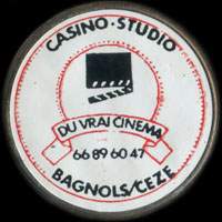 Monnaie publicitaire Casino Studio du vrai cinma - 66.89.60.47 - Bagnols-sur-Cze - sur 10 francs Mathieu