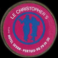 Monnaie publicitaire Le Christopher's - Htel Sevan - Pertuis - 90.79.19.30. - sur 10 francs Mathieu