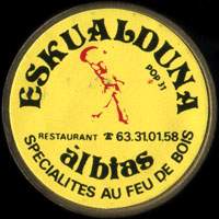 Monnaie publicitaire Eskualduna - Restaurant 63.31.01.58 - Spcialits au feu de bois - Albias - sur 10 francs Mathieu