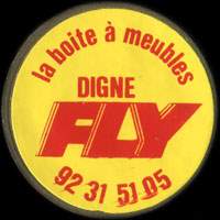 Monnaie publicitaire Fly - La boite  meubles - Digne - 92 31 51 05 - sur 10 francs Mathieu (imitation de Pile ou Pub)