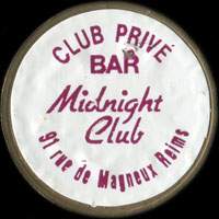 Monnaie publicitaire Club Priv Bar - Midnight Club - 91 Rue de Magneux Reims - sur 10 francs Mathieu (imitation de Pile et Pub)
