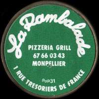 Monnaie publicitaire La Rambalade - Pizzeria Grill 67.66.03.43 Monpellier - 1 Rue Trsoriers de France - sur 10 francs Mathieu