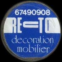 Monnaie publicitaire 67490908 - Recto - Dcoration Mobilier (texte en blanc) - sur 10 francs Mathieu (imitation de Pile ou Pub)