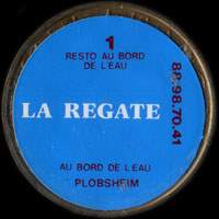 Monnaie publicitaire 1 resto au bord de leau - La Rgate - Au bord de leau - Plobsheim - 88.98.70.41 - sur 10 francs Mathieu