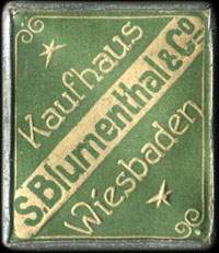 Timbre-monnaie Kaufhaus S. Blumenthal & Co  Wiesbaden avec fond vert - Allemagne - briefmarkenkapselgeld - avers
