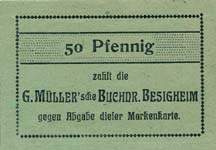 Timbre-monnaie 50 pfennig G.Mller  Besigheim - Allemagne - face