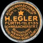 Timbre-monnaie H. Egler - Frth/Tel. 2135 - Schwabacherstr. 7. - briefmarkenkapselgeld