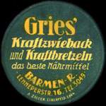 Timbre-monnaie Gries'  Barmen - Allemagne - briefmarkenkapselgeld