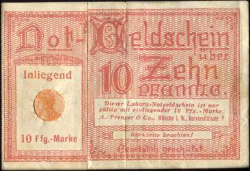 Timbre-monnaie Spezialhaus Utendorf  Mnster (Prenger) - Allemagne - Briefmarkengeld