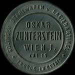 Timbre-monnaie Oskar Zunterstein - Wien - 15 kronen sur fond rose - avers