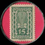 Timbre-monnaie Oskar Zunterstein - Wien - 15 kronen sur fond rose - revers