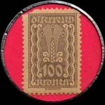 Timbre-monnaie Oskar Zunterstein - Wien - 100 kronen sur fond rose - revers