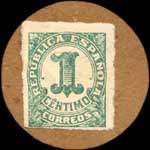 Timbre-monnaie carton 2me rpublique 1 centimo - Espagne - carton moneda - revers
