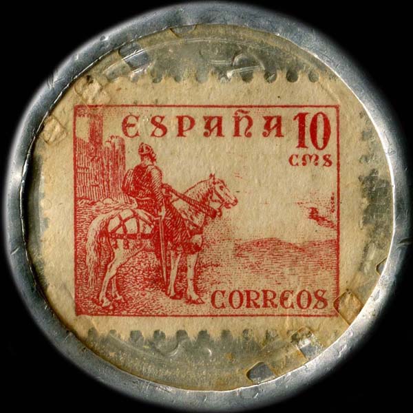 Timbre de 10 centimos de Burgos employs dans les timbres-monnaie espagnols