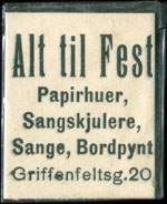 Timbre-monnaie Alt til Fest - Papirhuer, Sangskjulere, Sange, Bordpynt, Griffenfeltsg. 20 - jaune ple - Danemark