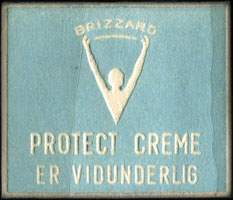 Timbre-monnaie Brizzard - Protect creme er vidunderlig - 1 re sur fond bleu - texte blanc