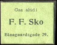 Timbre-monnaie Gaa altid i F. F. Sko - Blaagaardsgade 29. - 1 re sur carton vert - Danemark