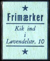Timbre-monnaie Frimaerker - Kik ind i Lavendelstr. 10 - carton bleu - texte bleu - Danemark