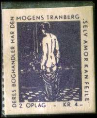 Timbre-monnaie Deres boghandler har den Mogens Tranberg selv amor kan fejle - 2 oplag - kr 4 - 1 re avec motif noir sur carton blanc - Danemark