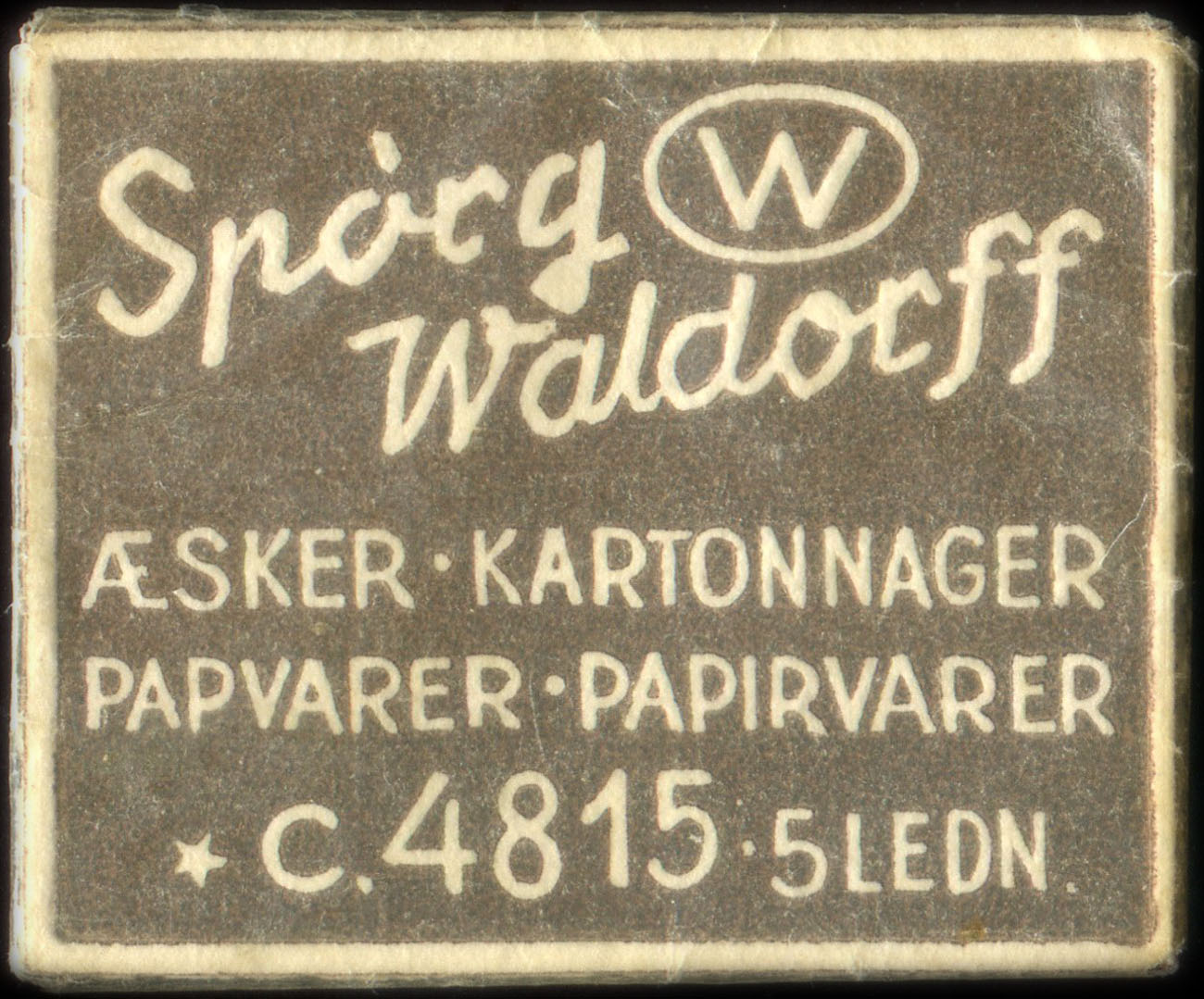Timbre-monnaie Spòrg Waldorff - sker - Kartonnager - Papvarer - Papirvarer - C.4815. 5 Ledn - fond marron - Danemark