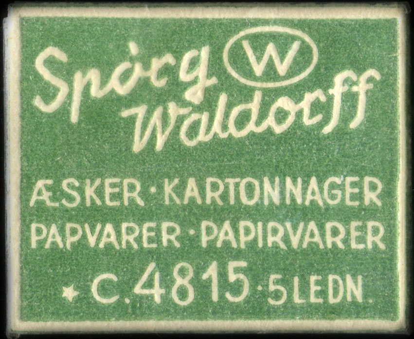 Timbre-monnaie Spòrg Waldorff - sker - Kartonnager - Papvarer - Papirvarer - C.4815. 5 Ledn - fond vert - Danemark