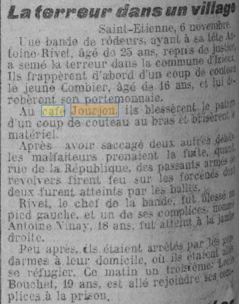 Caf Jourjon  Izieux dans le Midi Socialiste du 7 novembre 1912