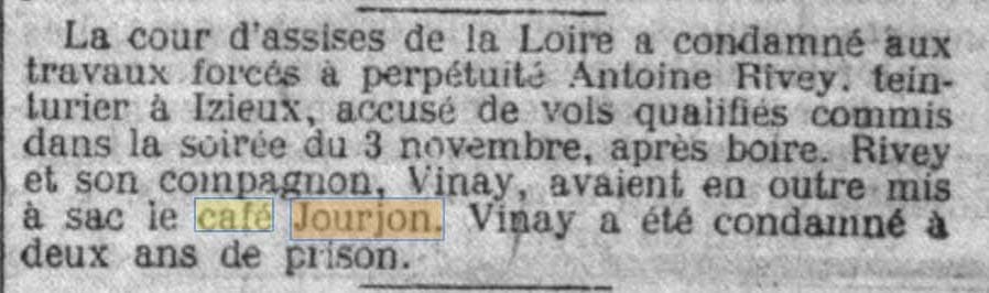 Caf Jourjon  Izieux dans le Petit Parisien du 27 fvrier 1913