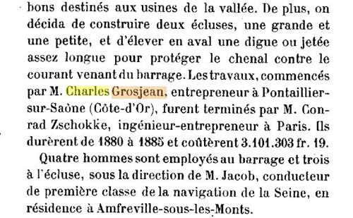 Un Charles Grosjean, entrepreneur  Pontaillier-sur-Sane (Cte-d'Or) apparait dans l'Annuaire des cinq dpartements de Normandie de 1904