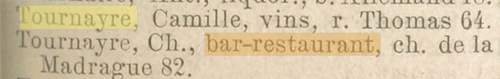 On trouve 2 Tournayre dans L'Indicateur Marseillais de 1898