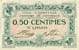 Billet de la Chambre de Commerce d'Abbeville - 50 centimes avec filigrane Abeilles